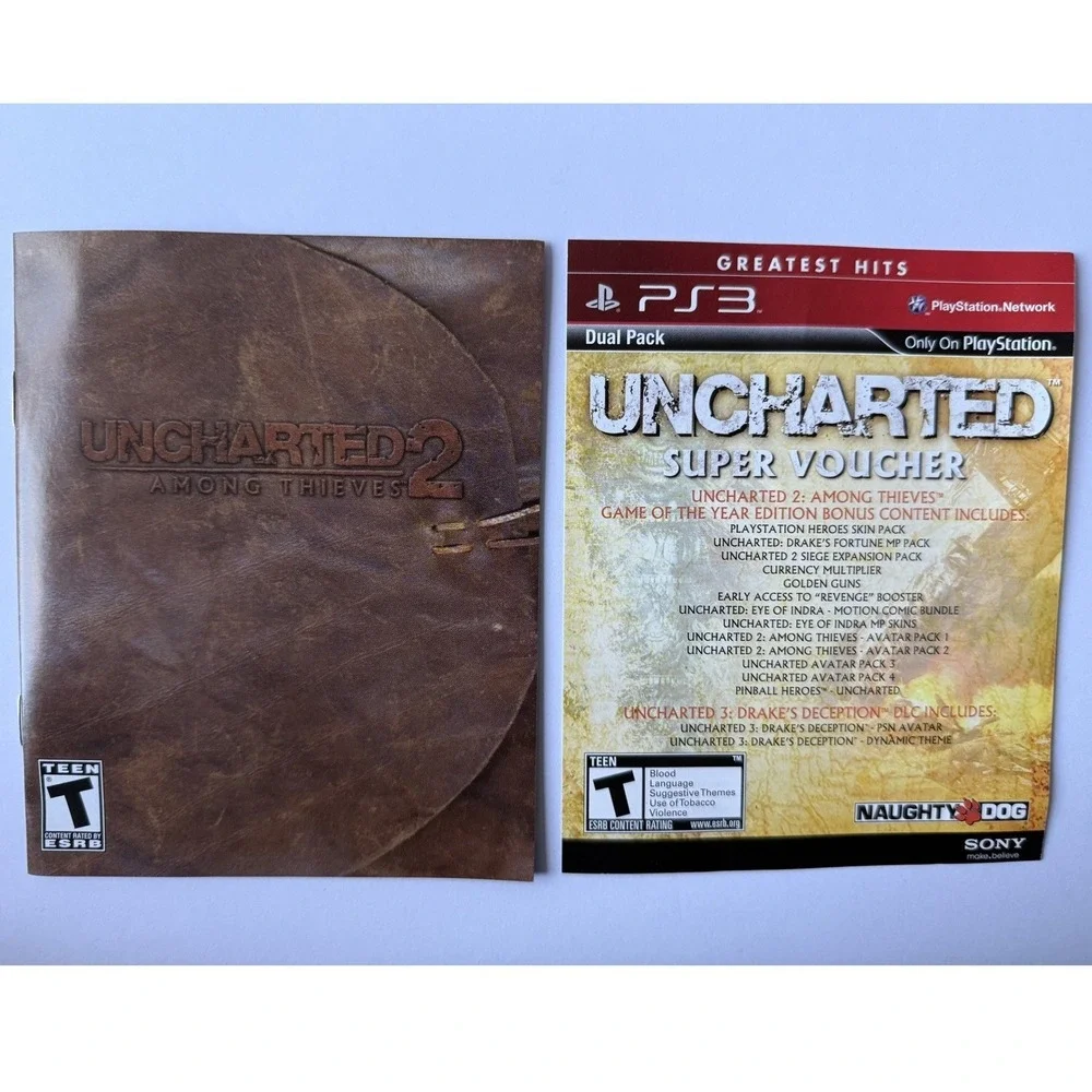 Uncharted Dual Pack 1 & 2 - Sony PlayStation 3 - CIB Slipcover & Both Manuals